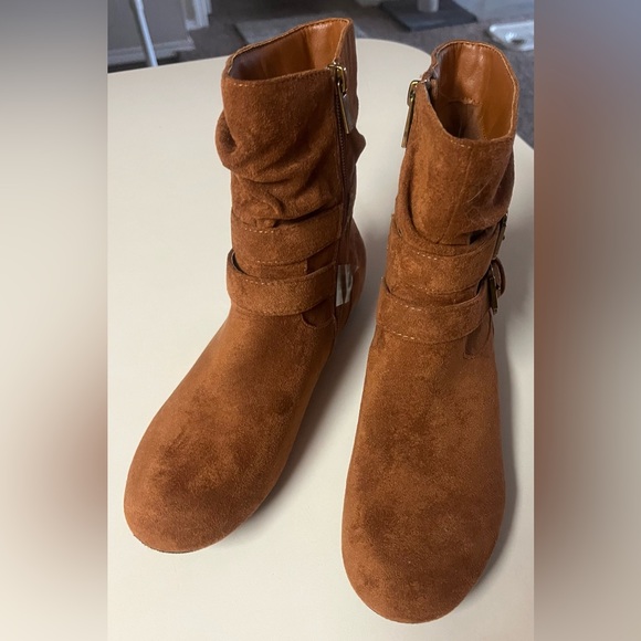 Herstyle Shoes - Herstyle Tan Suede Ankle Booties